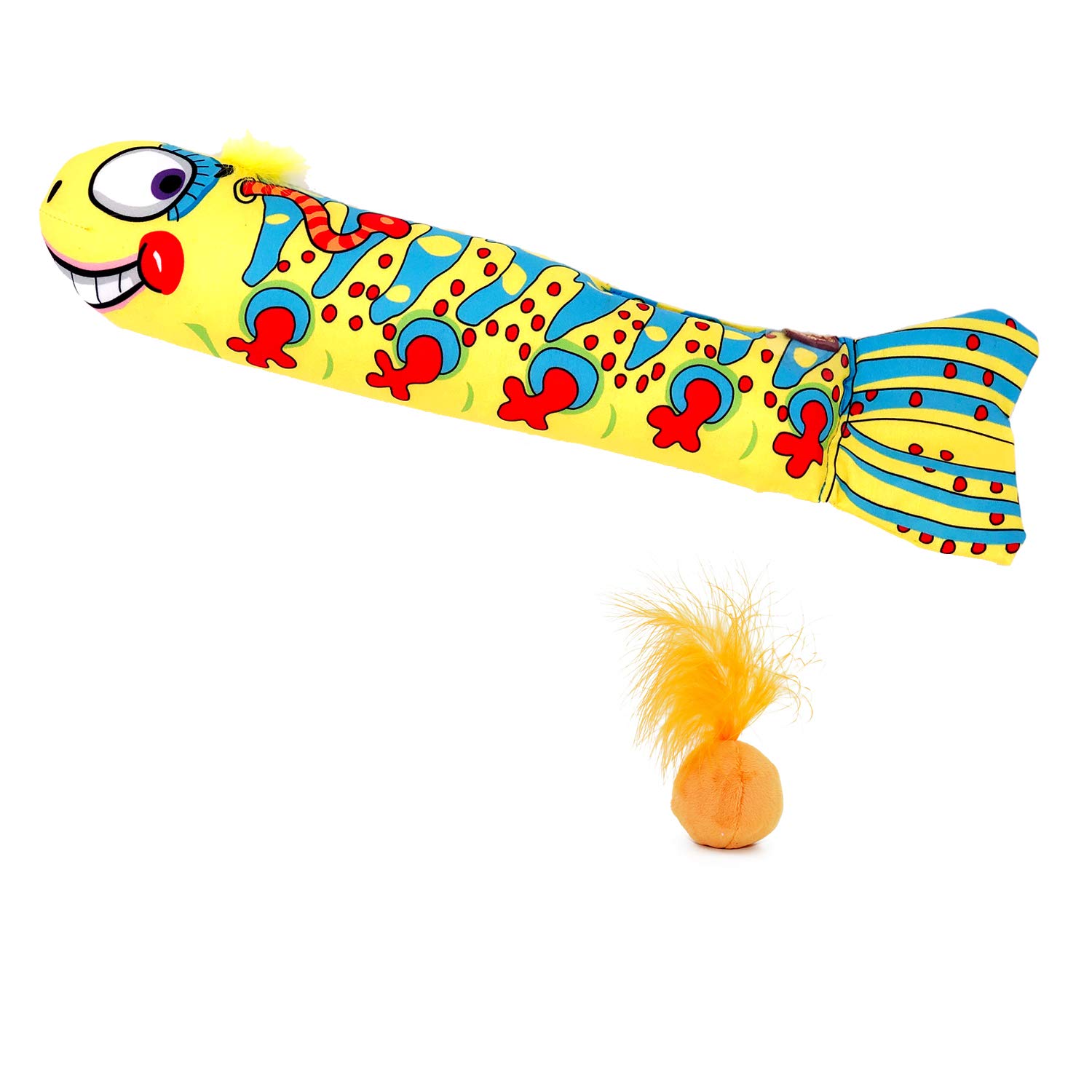 ThxMadam Catnip Cat Toy, Interactive Cat Toy Fish Pet Sound Ball Cat Pillow Cat Scratch Chew Crinkle Toys with Catnip and Feather for Indoor Kitten Kitty Pets