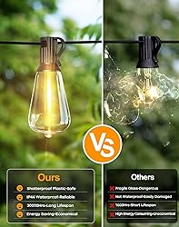 PARTPHONER LED Outdoor String Lights, 180FT Patio