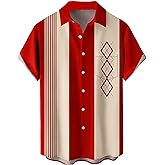 Hodaweisolp Men's Casual Short Sleeve Button Down Bowling Summer Loose Hawaiian Beach Shirts