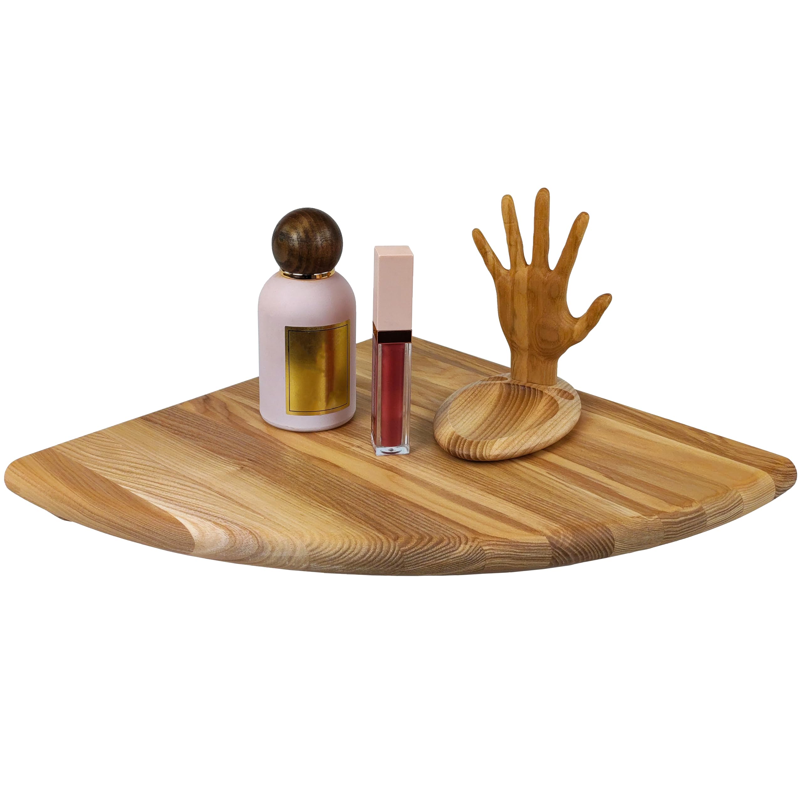 Wood Wedge Rustic Floating Corner Shelf, Storage Organizer for TV Accessories, Speaker, Room decor, Bathroom, Kitchen, Living, Bedroom, for small Plant, Photo Frame, End Wall Mounted (Natural, 30cm)