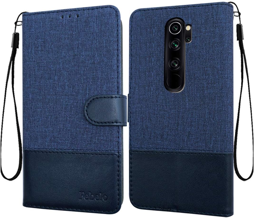 Febelo Flip Cover (Wallet Case with Soft TPU Inside) for Redmi Note 8 Pro (6.53 Inch)- Vintage Blue