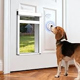 Automatic Dog Door for Door,Smart Dog Door with Doorbell Active,No Collar | 4 Modes,Electronic Pet Door with Anti-Pinch, Aluminum,Pet-only Access,Telescoping Tunnel,Waterproof Windproof