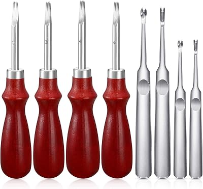 Mudder 8pcs Leather Edge Beveler Skiving Grooving DIY Craft Tool Set 1.5-0.8mm