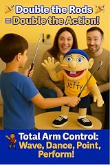 Britiva SML Jeffy Hand Puppet with 2 Rods 60cm XL Ventriloquist Dummy view 5