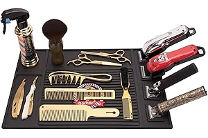 CestoMen Barber Tools Organizer Mat, Clippers Mat, Flexible and Anti-slip Magnetic Barber Mat, Magnet Strip Station Pad for Hairstylist(BLACK)