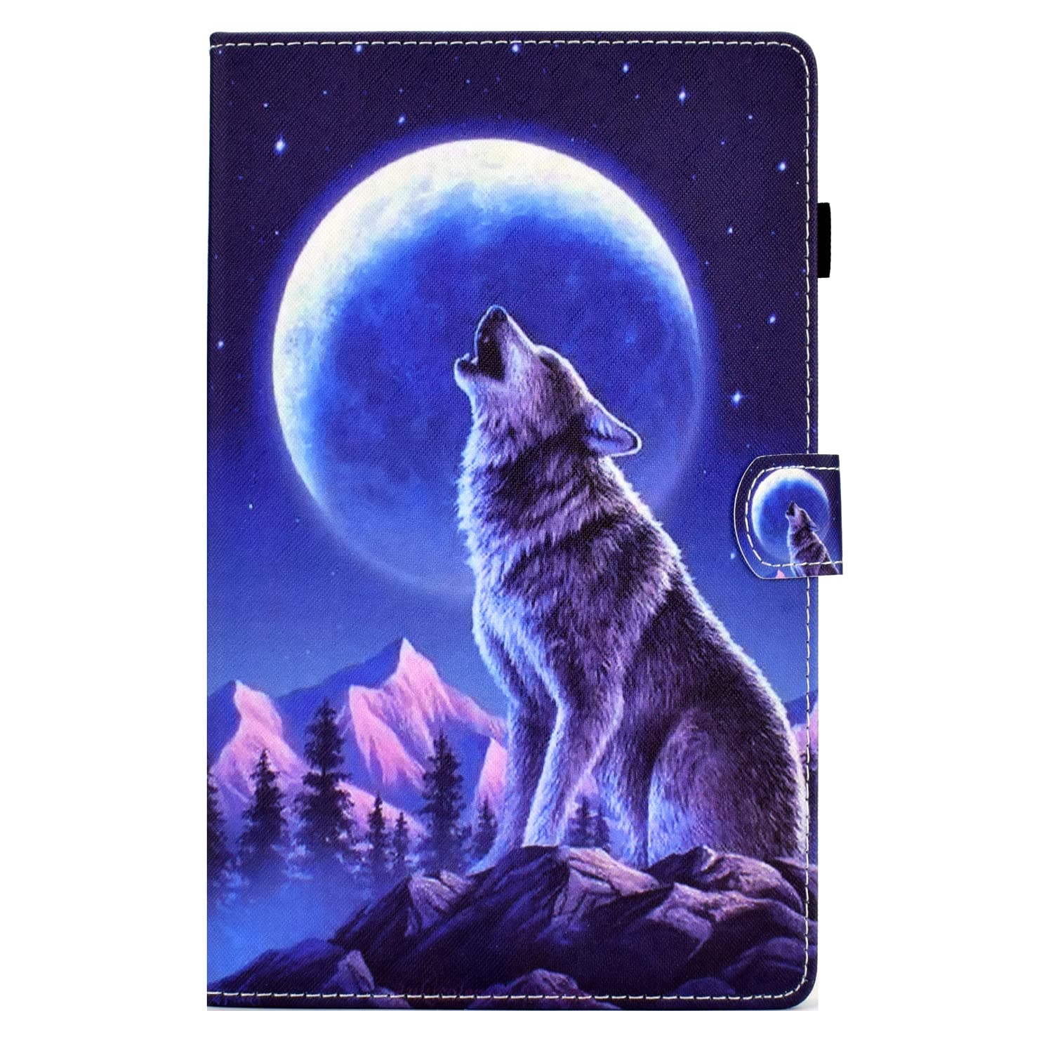 Bspring Case Compatible with Lenovo Tab M10 HD (2 Gen) 10.1" TB-X306X/TB-X306F, Ultra Thin Case with Stand Function Auto Sleep Wake Up Function Slim PU Protective Case,Wolf