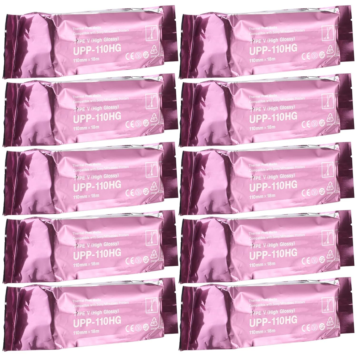 Sony Compatible Ultrasound Paper UPP-110HG,High Gloss Ultrasound Film,Thermal Print Media for black & white printer 10 rolls