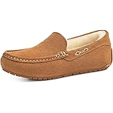 KIDMI Women's Genuine Suede Moccasin Slippers Fluffy Cozy House Shoes with Soft Sole Indoor/Outdoor