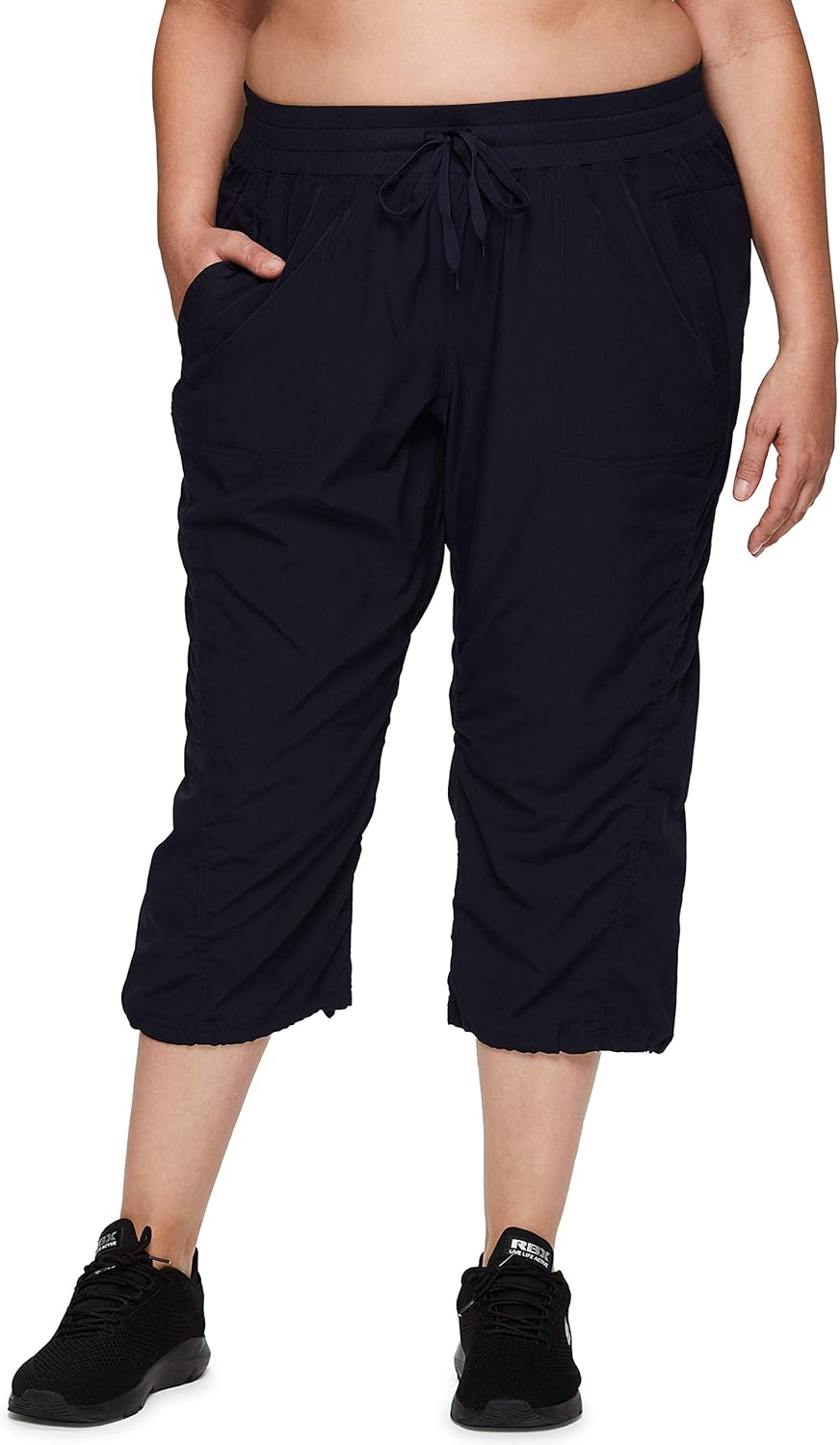 RBX Active Women's Plus Size Fashion Lightweight Woven Body Skimming Drawstring Capri Pant at  Women’s Clothing store
