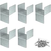 5 Pcs Joist Anchor Connector Fit 4x4,4x6,4x8 Beam or Stud ,18 Gauge Metal Roof Tie Header Hanger Joint Post Cap,Truss to Beam Connector for Wood House or Light Steel Frame