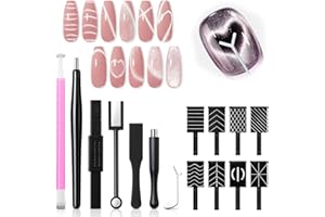 modelones Cat Eye Magnetic for Nails,15PCS Cat Eye Gel Nail Polish Magnet Tools Powerful Set Wand Magnet Winter Nail Polish Square Round Magnet Stick Diverse Glassy Cateye Effect