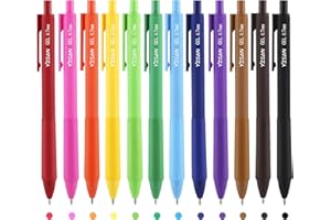 YISAN Colored Gel Pens, 12 Pcs 0.7mm Fine Point Retractable Pens with Quick-Dry Ink - Smooth Writing for Journaling, Note Tak