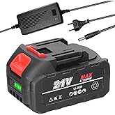 Vislone 21V Rechargeable Lithium Battery and Battery Adapter Replacement Battery for Power Tool with Battery Level Indicator