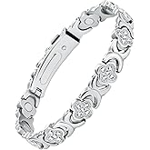 Feraco Magnetic Bracelets for Women with 3800 Gauss Effective Magnets, Stainless Steel Bracelet with Sparkling Zirconia, Infinite Symbol