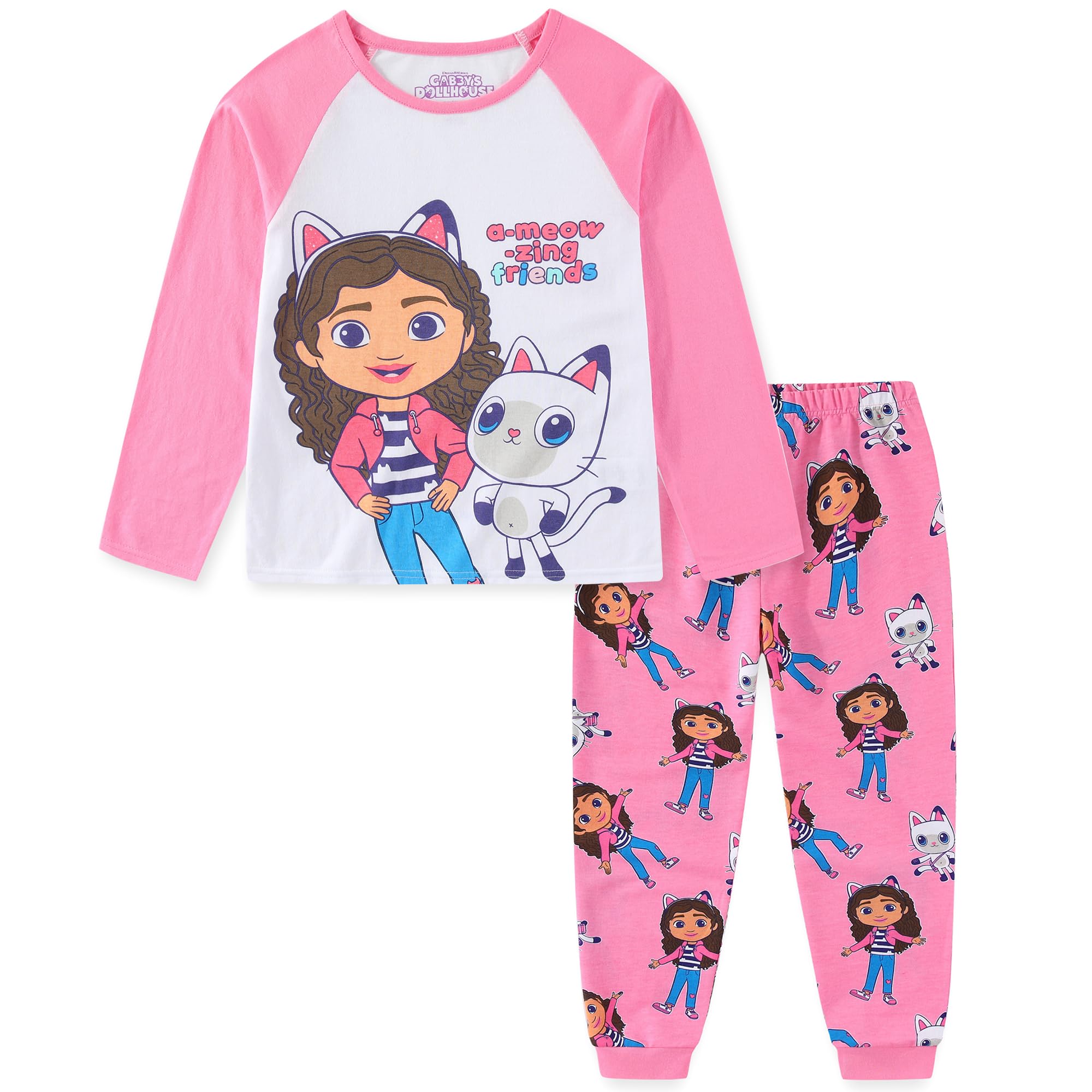 Photo 1 of DREAMWORKS GABBY'S DOLLHOUSE Girls 2 Piece Long Sleeve Shirt and French Terry Pants Set for Toddler and Big Kids