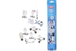 Wild Republic Figures Tube, Outer Space Toys, Shuttle, Astronaut, Space Station, Apollo Spacecraft, Lunar Rover, Saturn Rocket, Satellites Multi, 1.5" to 3"