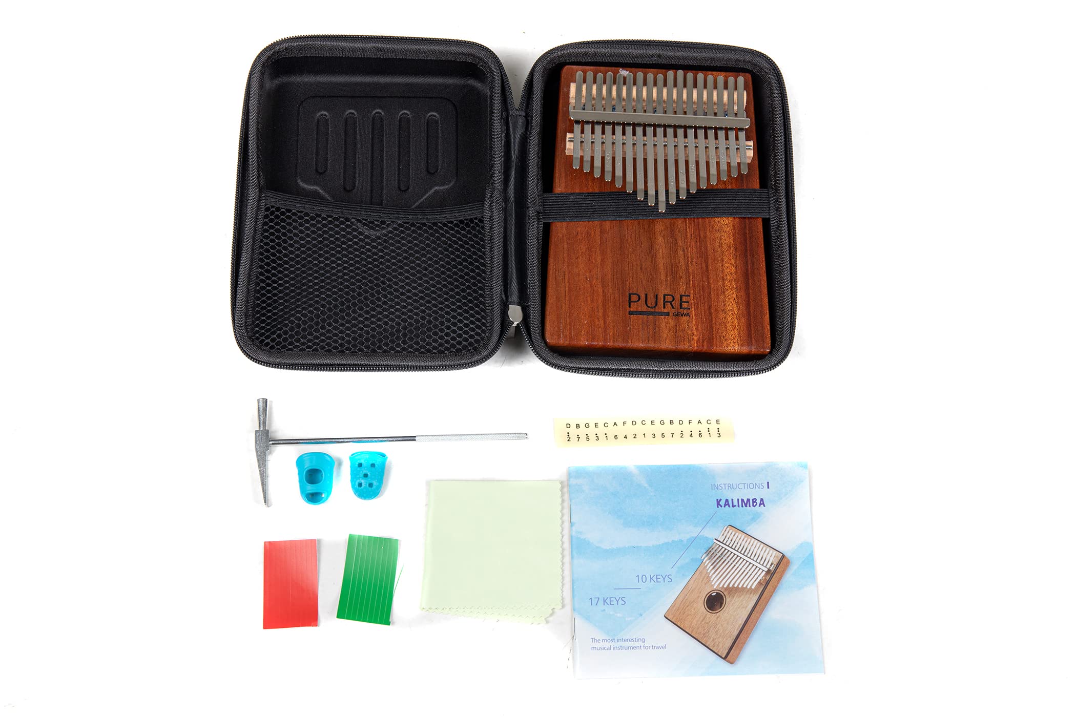 GEWA Kalimba thumb piano solid mahogany, 17 steel reeds, tunable, incl. bag, tuning hammer, instructions