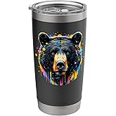 Splash Art Black Bear Bears Stainless Steel Insulated Tumbler