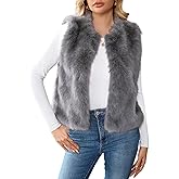 ALSOGO Women's Faux Fur Vest Sleeveless Open Front Fuzzy Jacket Fluffy Coats 2025 Trendy Outerwear Vests