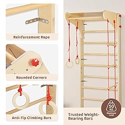 OOOK Swedish Ladder, 4 in 1 Wooden IndoorJungle Gym