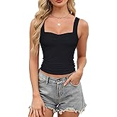 AURUZA Womens Going Out Crop Tops, Backless Sleeveless Crop Tops, Women Sweetheart Neckline Double Lined Cute Tank Top