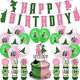 Witch Birthday Party Decorations Witch Pink and Green Party Decorations Included Happy Birthday Banner Cake Topper Cupcake Toppers and Balloons for Girls Women Party Supplies