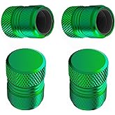 Tire Valve Stem Caps - 4 Pack Anti-Corrosion Premium Anodized Alloy Tyre Air Valve Caps Universal for Car SUV Bike Green