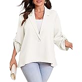 ShopWonder Womens Plus Size Long Sleeve Classic Draped Open Front Lightweight Blazer