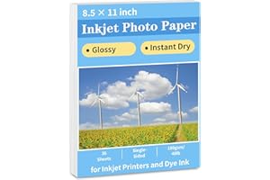 Reastar Glossy Photo Paper 8.5 x 11, 36 Sheets Inkjet Photo Printer Paper, Instant Dry Picture Paper for DIY Chip Bag, Flyers, Cards, Calendars and Brochures(180gsm/48lb)