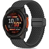 Laband QuickFit 22mm Braided Magnetic Compatible with Garmin Fenix 8 47mm Band/7/7 Pro/6 Pro/6/5/5 Plus,Soft Loop Stretchy Nylon Replacement Strap for Forerunner 965/955/Approach S62/Instinct 3 45mm