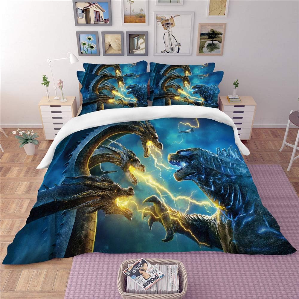 Amazon NOOS 3D Godzilla Duvet Cover Set Queen Size Soft 100 