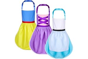 Boyiee 3 Pcs Princess Apron for Kid Children toddler reusable Colorful Apron Art Smock for Paint Cook Bake Garden(Cute)