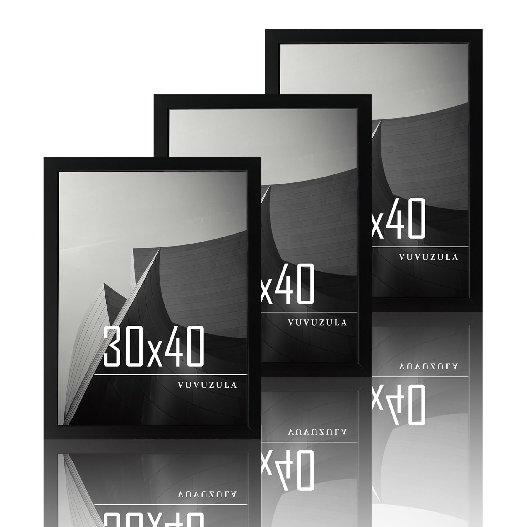 VUVUZULA Picture Frame 30 x 40 cm Black Wood Photo Frame 12 x 16 Inch Wooden Frame MDF Frame 30 x 40 cm Set of 3 — image 1
