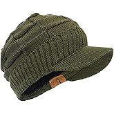 FORBUSITE Men Knit Beanie Visor Cap for Winter Women Thick Beanie with A Brim