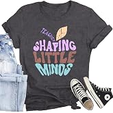 CQF Women Teacher Shirt Teacher Life T-Shirt Back to School Tee Tops | Retro graphic teacher tee，inspiring educator-themed print，great for classroom duty, back to school event, teacher meetup