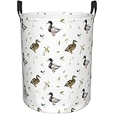 Laundry Basket Cute Mallard Duck Room Decor,Round Laundry Hamper Waterproof Dirty Clothes Hamper Collapsible Laundry Baskets With Handles,Toy/Clothes Storage Basket For Home Dorm Bathroom Decor