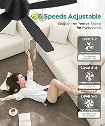 AQUBT Ceiling Fans with Lights, 42 inch Ceiling