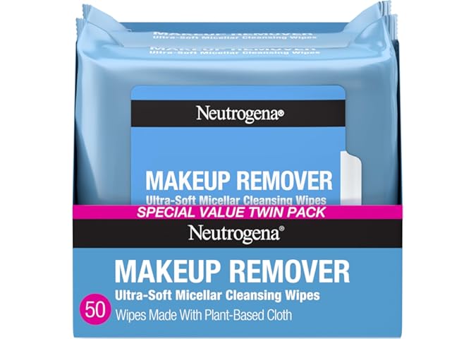 Neutrogena Makeup Remover Wipes Micellar Alcohol-Free Face Towelettes Remov...