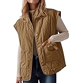 Cicy Bell Womens Puffer Quilted Vest Lightweight Stand Collar Cap Sleeve Jackets Button Down Padded Gilet Winter Outerwear