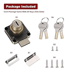 Naissian Bronze Key Lock Cabinet Locks with 4 Keys