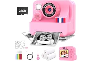 Yosfeng Instant Print Camera for Kids - Christmas Birthday Girls Gifts for Age 3 4 5 6 7 8 9 10 Year Old, 2.4 Inch Screen Kids Instant Camera, Kid Digital Video Cameras Toys with 32 GB SD Card
