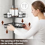 KEGII Telescopic Shower Caddy Corner Shelf 4 Baskets Black No Drilling view 3