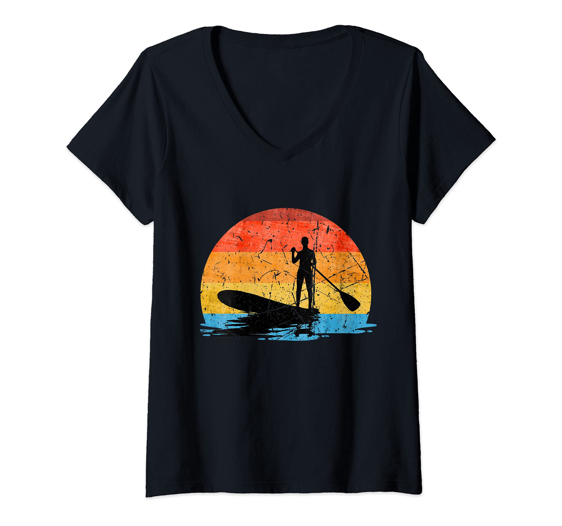 Womens STAND UP PADDLE, PADDLING, SUP, PADDLEBOARDING, SURFER V-Neck T-Shirt