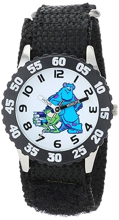 Disney Kids W000890 Monsters Stainless Steel Time Teacher Black Bezel Black Nylon Strap Watch