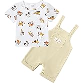 ZOEREA Toddler Baby Boys Clothes Summer Outfit Stripe T-Shirt and Shortall Romper Set Cute Jumpsuit Solid Color 6M-4T