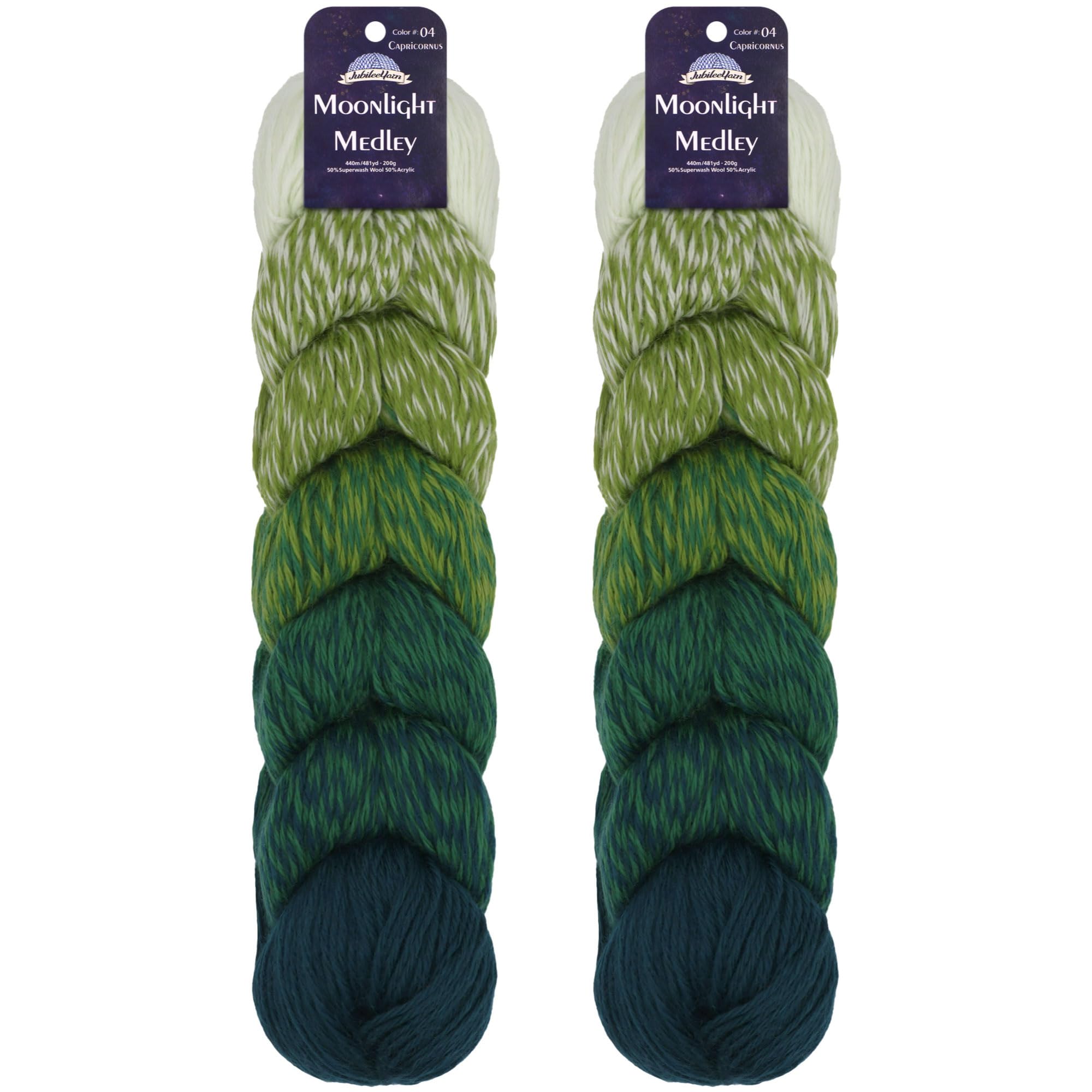 JubileeYarn Moonlight Medley Yarn - Ombre DK Weight Merino Wool/Acrylic - 200g/Hank - Virgo - 2 Skeins