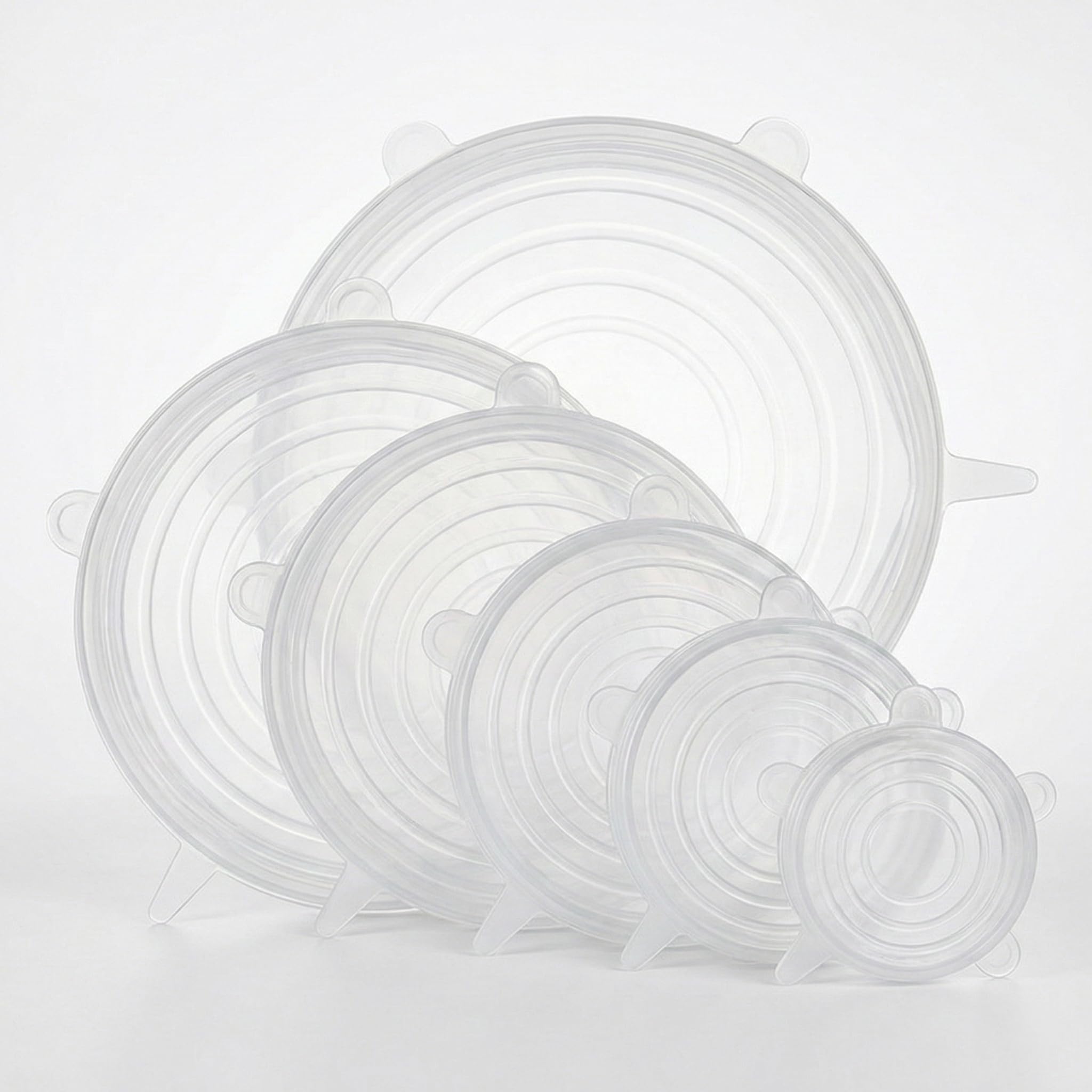 Vazcan Reusable Elastic Silicone Lids - Set of 6 Adjustable Kitchen Lids - Spill Free, BPA Free, Microwave & Dishwasher Safe - Forget Kitchen Chaos!