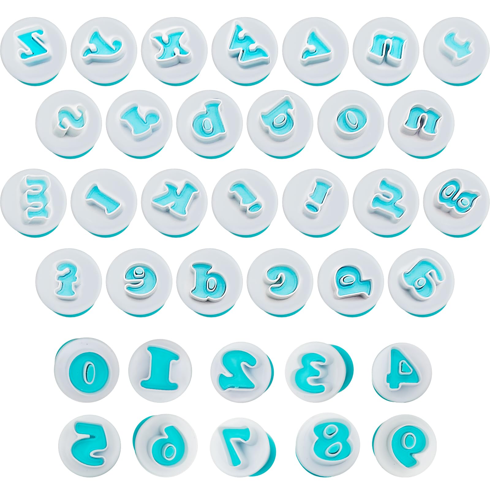 Photo 1 of 26PCS/Set Cookie Stamp Impress Cookie Cutters Alphabet Letter Cake Biscuit Mold Letter Shape DIY Cookie Biscuit Alphabet Cake Tool Embosser Cutter (Lower Case Shape with Number)