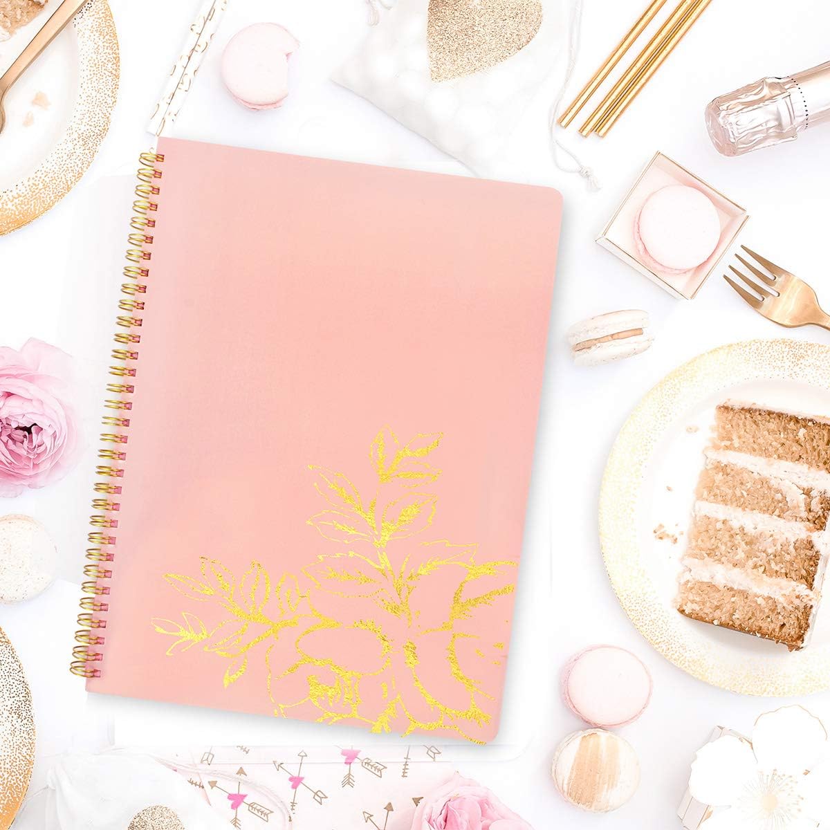 Rosegold Stationery Rosé Notebook With Gold Spiral And Gold Foiling For School, College And Office