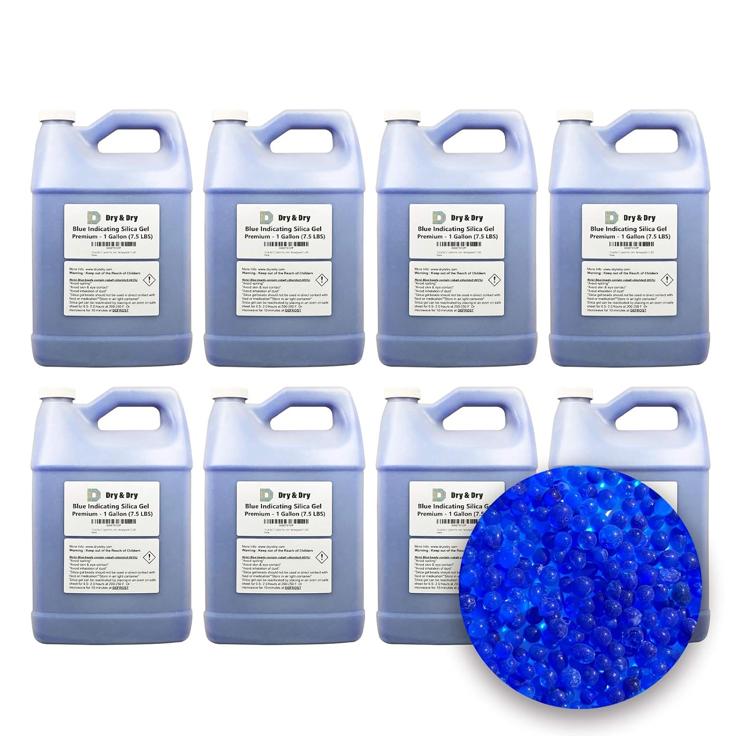 7.5 LBS Premium Blue Indicating Silica Gel Desiccant Beads 1 Gallon